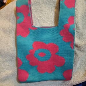 Floral Pink and Teal Green Mini Bag